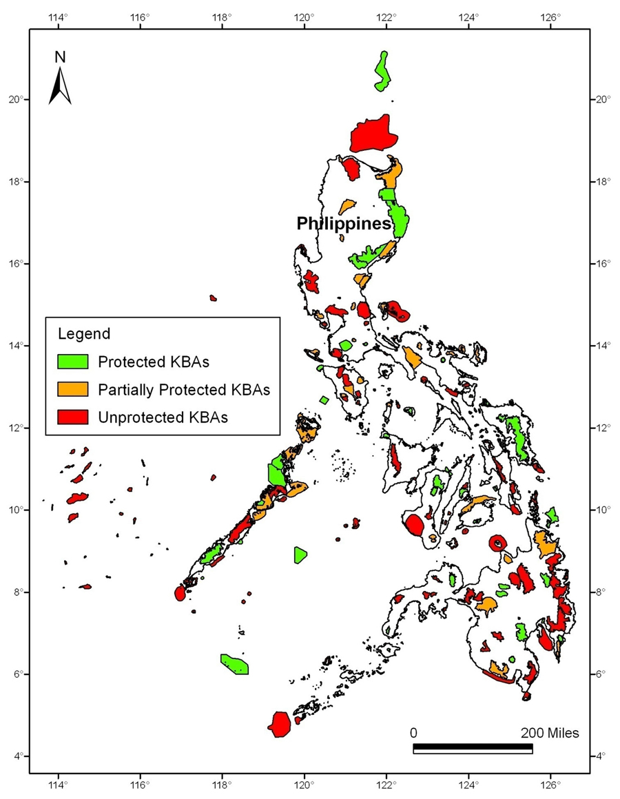 2016 10 13 Philippine KBAs by protection adapted from Ambal RGR et al 2012 via Foundation for the Philippine Environment